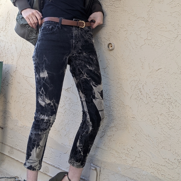 Hand Dyed Bleached GAP 1969 Black Crop Jeans - Picture 7 of 7